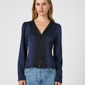 Ennis Satin Lace V-Neck Blouse160