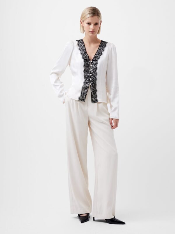 Ennis Satin Lace V-Neck Blouse185