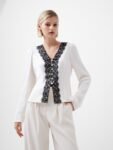 Ennis Satin Lace V-Neck Blouse185