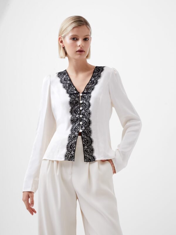 Ennis Satin Lace V-Neck Blouse185