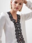Ennis Satin Lace V-Neck Blouse185